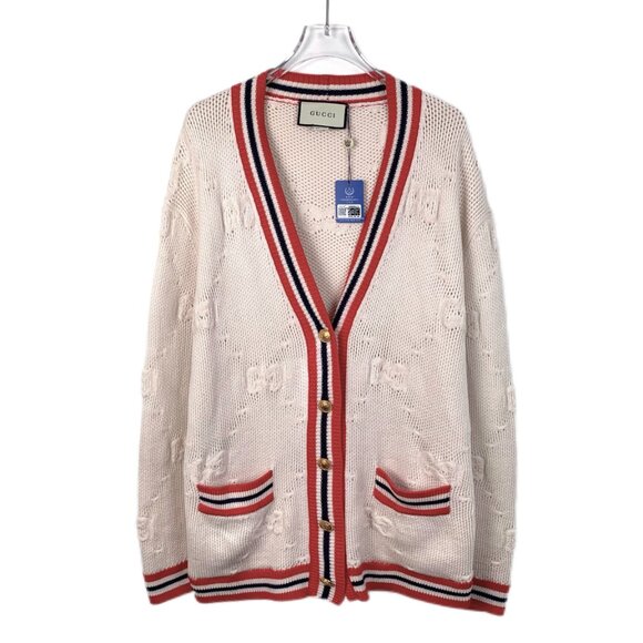 Double-G Monogram Wool V-Neck Knit Cardigan Women